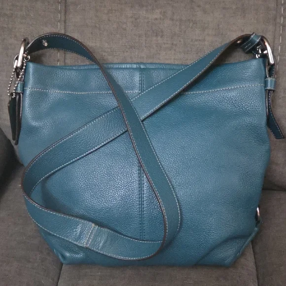 Coach Rare Teal Leather Shoulder Bag - Picture 4 of 12